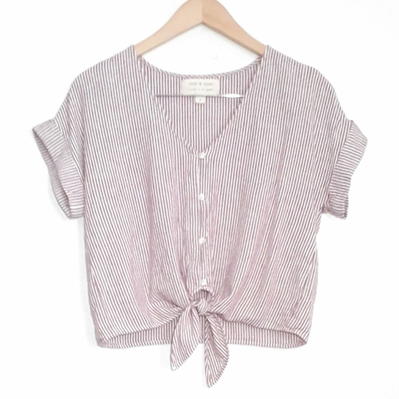 Anthropologie Cloth & Stone | Linen Front Tie Top - Picture 2 of 14